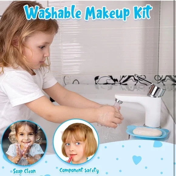 Kids Makeup Vanity Blue Toy Girls Boys Makeup Kit Dress Up Birthday Princess SM8 - Picture 10 of 11